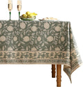 ISAENNE Designer Grayish Green Linen Small Round Tablecloth,Floral Stain Resistant Table Cloth,Fall Vintage Decor Tablecloths for Dining Thanksgiving Kitchen Party,Diameter 55"-Andrew A