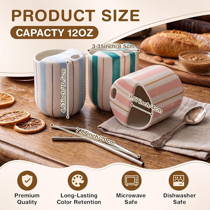 3 Set 12oz Ceramic Coffee Mug - Image 2
