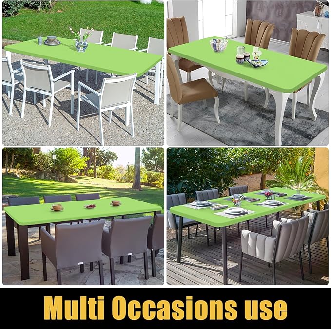 Smiry Rectangle Picnic Table Cloth, Waterproof Elastic Fitted Tablecloths for 5 Foot Tables, Washable Polyester Table Cover for Camping, Indoor and Outdoor (Lime Green, 30"x60")