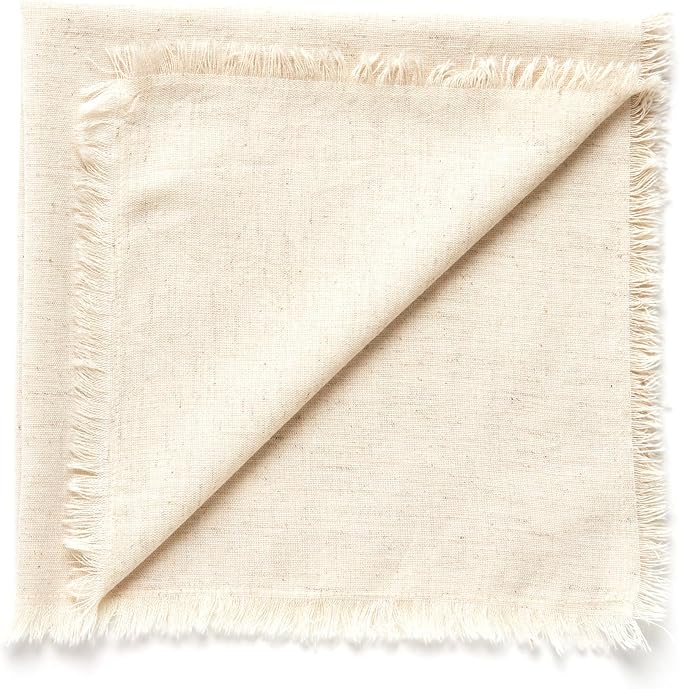ACCENTHOME Natural Cotton Linen Napkin Set of 6 18x18 inch Dinner Napkins - Washable Soft Premium Hotel Quality Reusable Napkins Perfect Table Napkins for Family Dinners, Weddings & Everyday Use