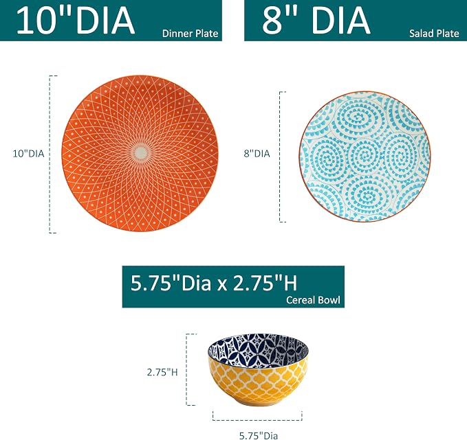 LEHAHA 12 Pieces Ceramic Dinnerware Sets, Porcelain Round Dinner Set - Image 6