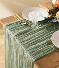 Vitalizart Cheesecloth Table Runner Sage Green 10ft Gauze Boho Rustic | 120 by Vitalizart