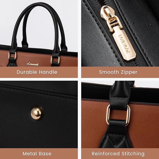 LOVEVOOK Laptop Bag for Women, 15.6 lnch Waterproof Lightweight Leather Tote Bag - Image 7