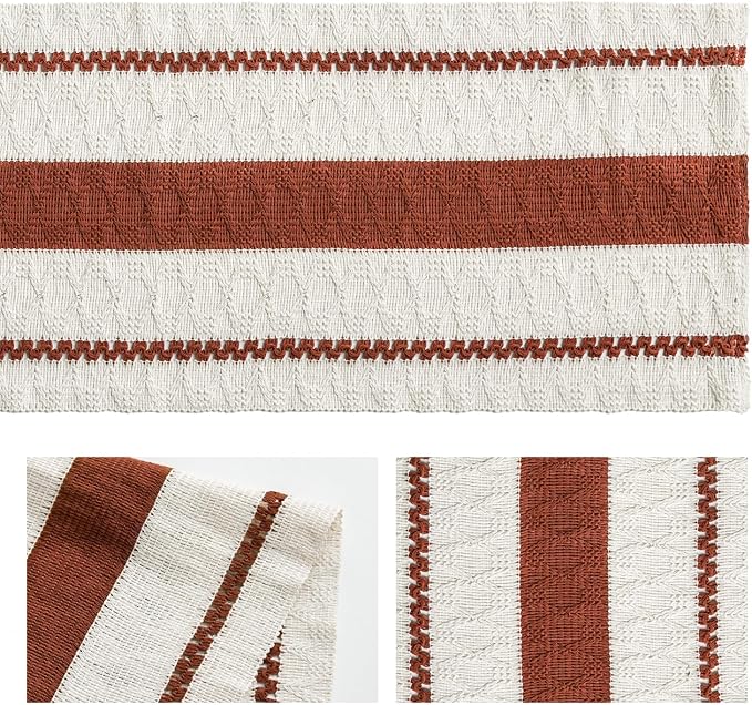 Artoid Mode Caramel Rustic Woven Table Runner 12x120 Inch | Holiday Farmhouse - Image 6