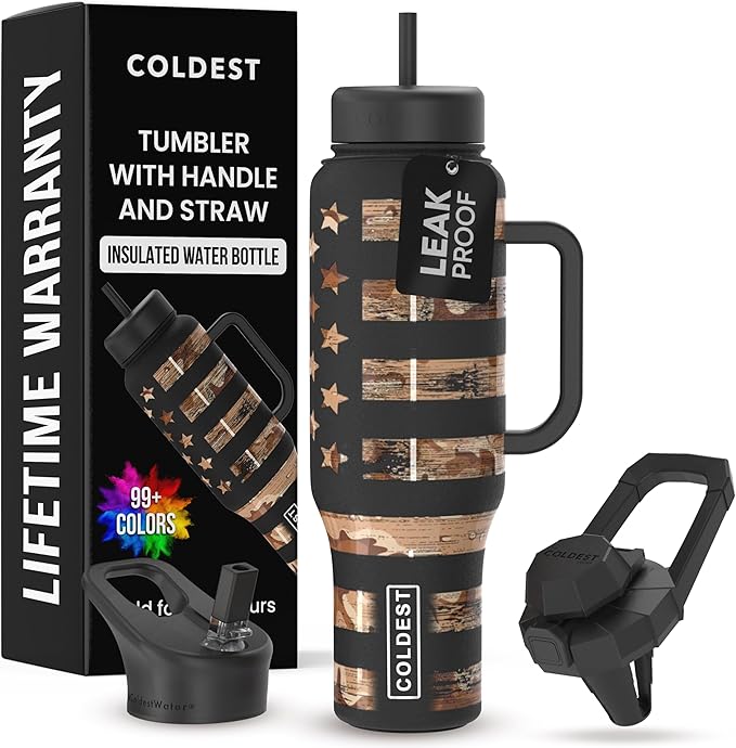 Coldest Tumbler with Handle and Straw, 100% Leak Proof Insulated Tumbler with by Coldest