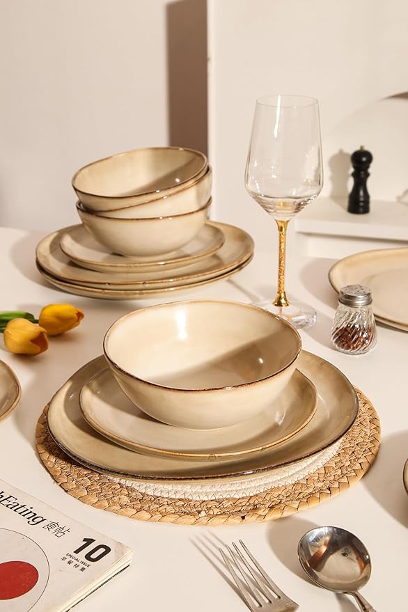 12-Piece Stoneware Dinnerware Set for 4 (Cream)