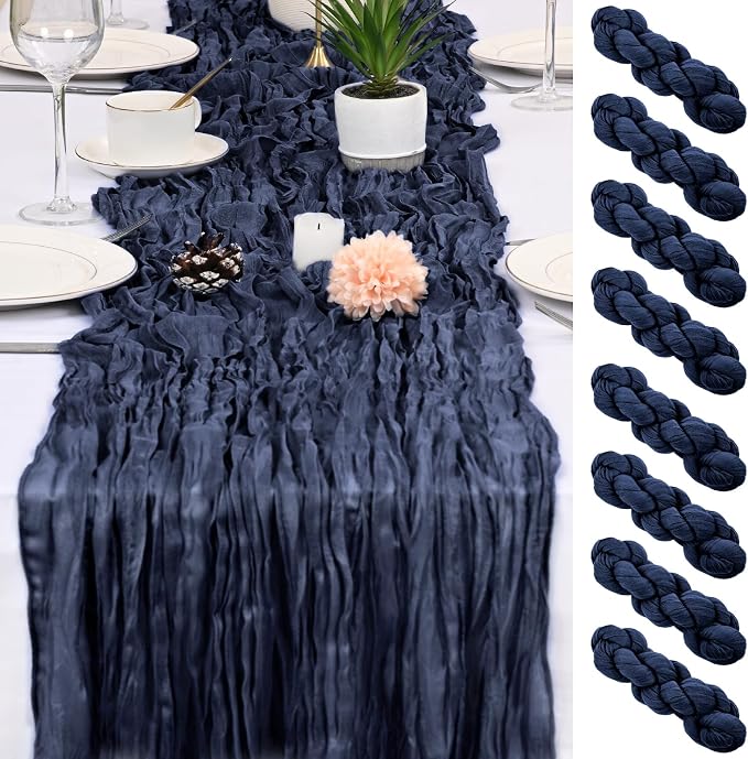 8 Pack Navy Blue Cheesecloth Table Runner 17x108 inch Boho Gauze Cheese Cloth by Unknown