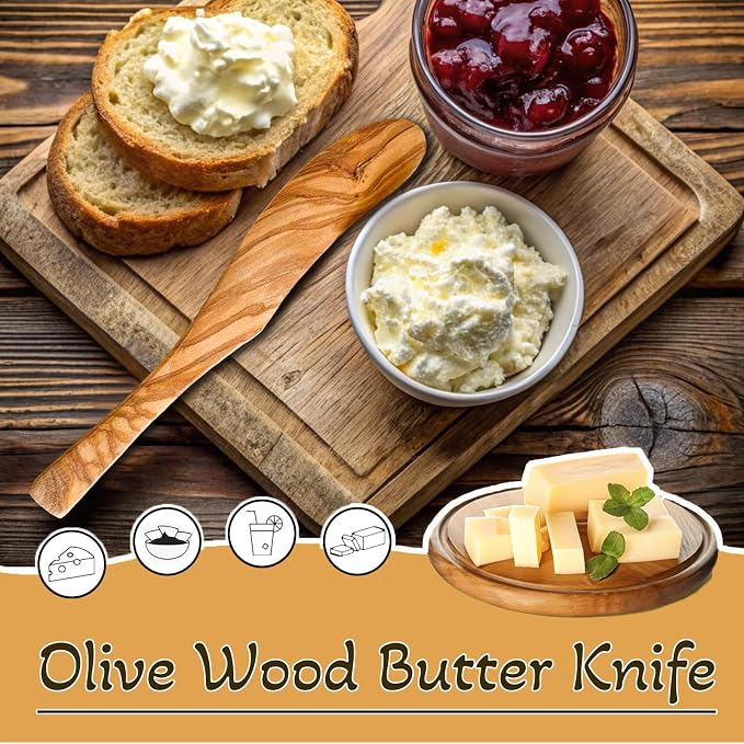 6.8 Inch Olive Wood Butter Knife Spreader, peanut butter on sandwiches - Image 4