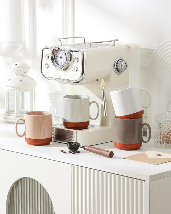 MALACASA 12oz Ceramic Coffee Mugs Set of 4, Stackable Coffee Cups - Image 6