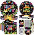 250Pcs Cinco De Mayo Decorations Mexican Fiesta Plates and Napkins Black Mexico by Greencian