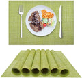 DACHUI Placemat, Crossweave Woven Vinyl Non-Slip Insulation Placemat Washable Table Mats Set of 6 (6pc, Green)