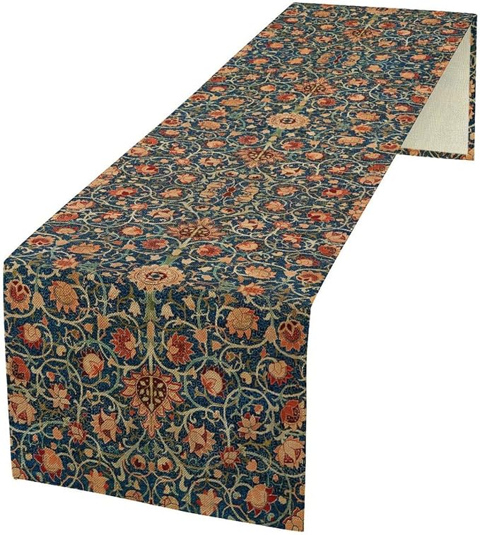William Morris Floral Table Runner Vintage Flowers Strawberry Thief Table Runner by SXXLDNG