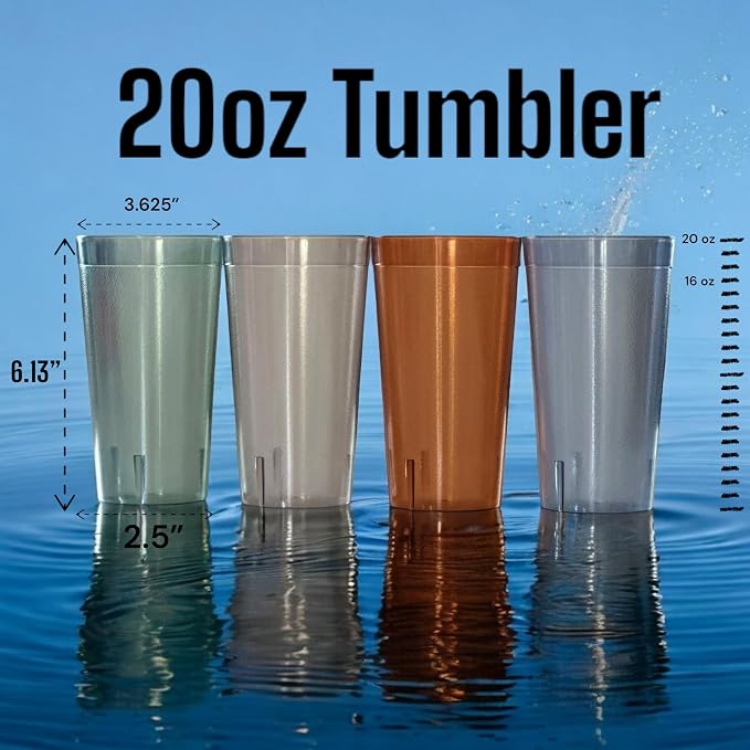 Oojami Set of 24 Plastic Tumblers, 20-Ounce Reusable Cups, BPA-Free & - Image 3