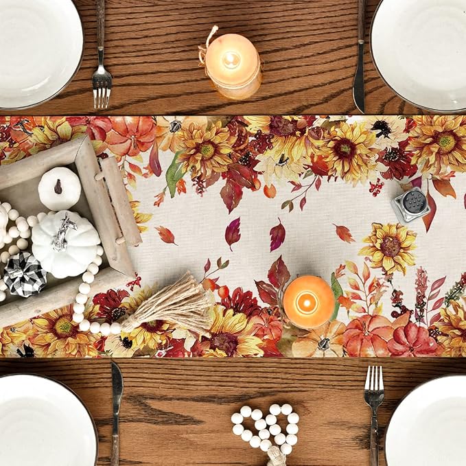 Artoid Mode 210 GSM Fall Table Runner 13x48 Inch Home Party Decor | Sunflower - Image 4