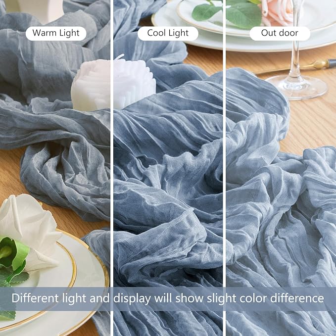 Cheesecloth Table Runner Dusty Blue 10FT Boho Gauze, 3 Pack | 120 Inch Cheese - Image 8