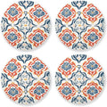 Seamless Asian Traditional Patterns Round Drink Coaster Set of 4 Heat Resistant by KLL