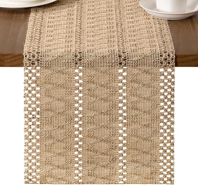 MLMW Boho Table Runner 48 inches Small Coffee Table Runner Rustic Burlap by MLMW