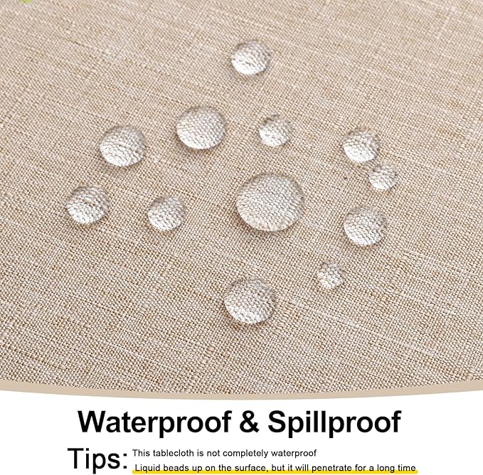 Smiry Square Table Cloth Linen Textured, Waterproof Spillproof Anti-Wrinkle Burlap Tablecloth, Washable Decorative Fabric Table Cover for Dining, Party, Banquet, 60 x 60 Inch, Linen