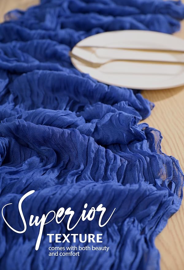 4 Pack Cheesecloth Table Runner 10FT Royal Blue Table Runner Boho Gauze Cheese - Image 4