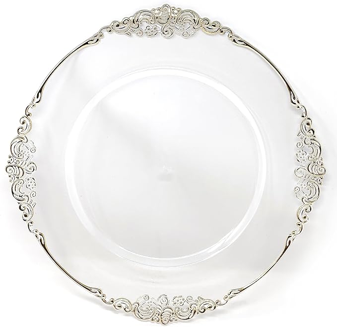 allgala Heavy Quality Round Charger Plates - Charger for Dinner Plates - Set of Charger Plates for Table Decor - Ideal for Weddings, Weddings, Thanksgiving Parties & Holidays - Clear (13-Inch 48-Pack)