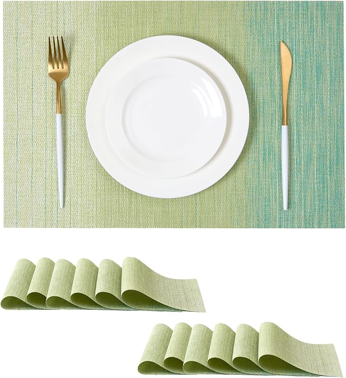 Leetaltree Gradient Green Woven Placemats Set of 24 by Leetaltree-ArtatEveryTable