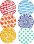 Ceramic Salad Plates Set - 8.5 Inch Round Porcelain Dinner Dishes for Dessert Pasta Appetizer Sandwich - Scratch Resistant, Microwave Dishwasher Safe - Set of 6 - Assorted Colors