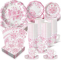 Pickmesh 252 Pcs Pink Floral Tea Party Supplies by Pickmesh