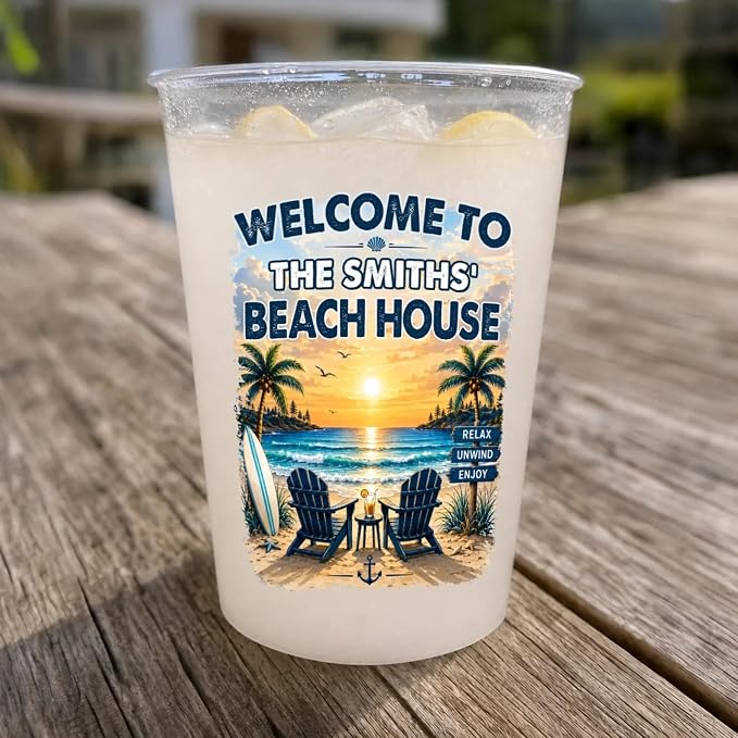 Welcome To Beach House, Custom Beach House Party Cups, Personalized Summer - Image 2