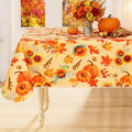 Smiry Fall Rectangle Table Cloth, Waterproof Vinyl Tablecloth with Flannel Backing, Wipeable Autumn Sunflower Plastic Tablecloths for Harvest and Thanksgiving Parties, (60"x120", Gold)