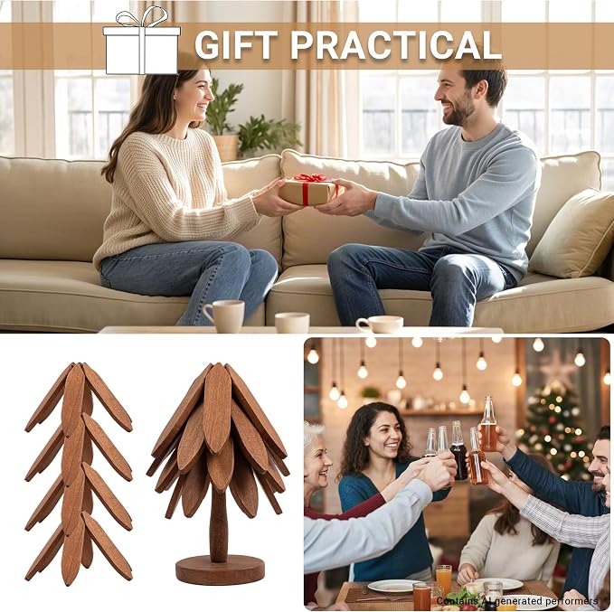 Yuoyar Wooden Tree-Shaped Trivets Set - Image 2