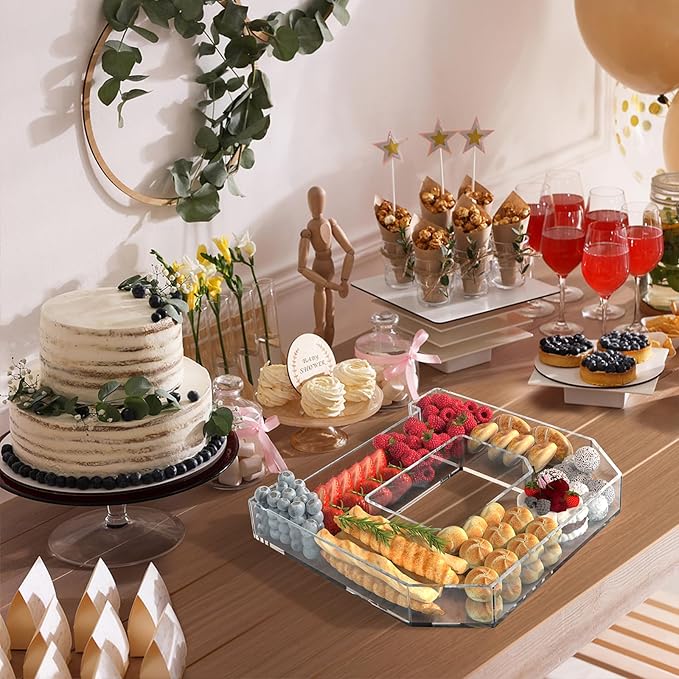 11" Acrylic Letter Charcuterie Tray, Charcuterie Letters Fillable Box for Food, Reusable Serving Cake Candy Dish Display Tray for Birthday Anniversary Party Decoration (Letter D)