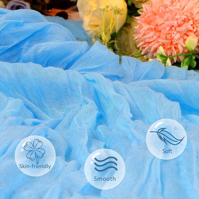 35 Pack Baby Blue Cheesecloth Table Runner 35 x 120 Inch - Image 4