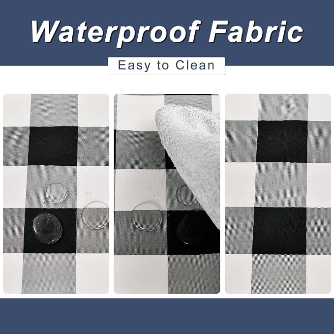 Buffalo Plaid Table Runner Black and White 14W x 108L, 1 Piece | Waterproof - Image 5