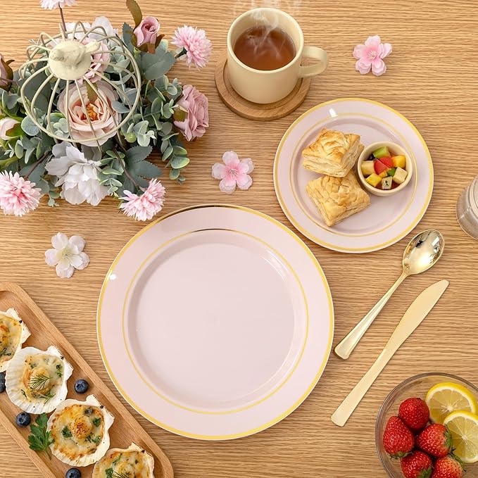 175PCS Pink plastic Plates - Image 6