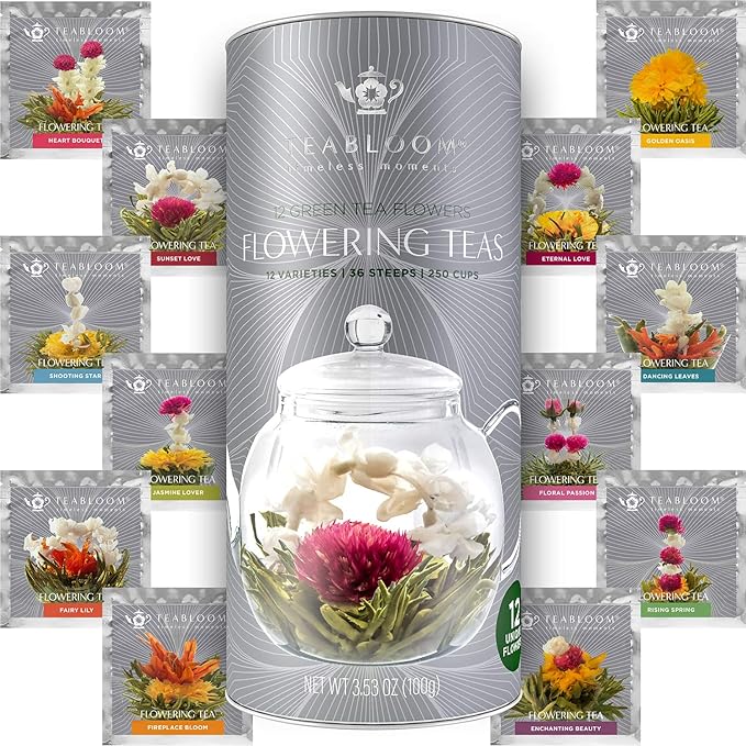 Teabloom Complete Glass Tea Set – Teapot, Loose Tea Infuser, 4 Insulated Teacups - Image 5