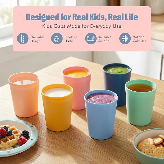 MASTERCOOK 6 Pcs. Small Reusable Cups –8 oz Unbreakable Drinking Glasses - Image 2