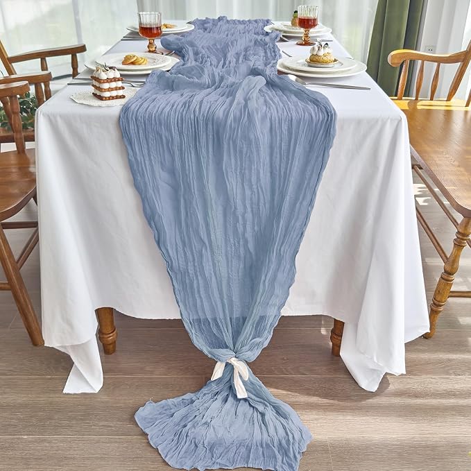IVAPUPU Dusty Blue Table Runner 120 Inches - Image 4