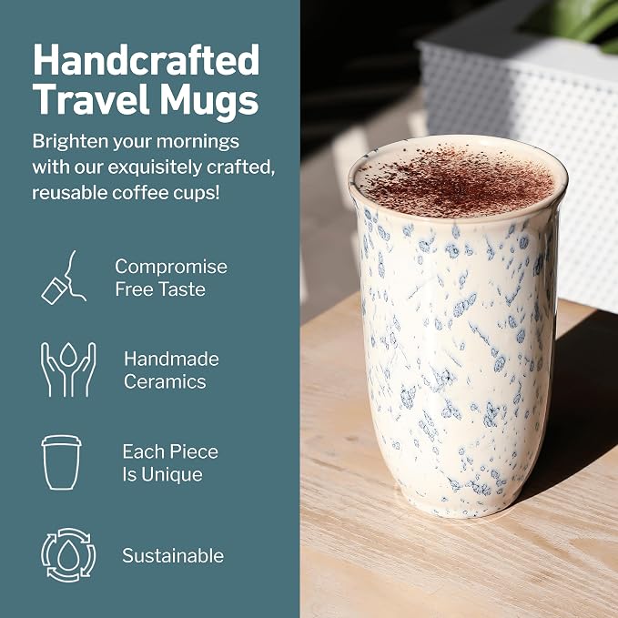 NOVA CERAMICS Travel Coffee Mug– Travel Coffee Tumbler – On the Go Coffee Mug – - Image 2