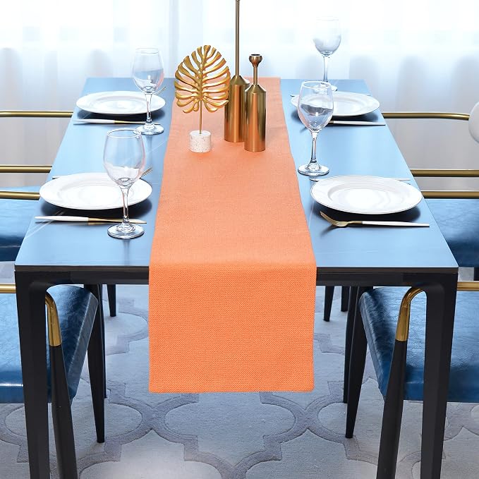 Dinning Table Runner Cloth 12 x 90 Inches Farmhouse Kitchen Coffee Burlap Table - Image 2