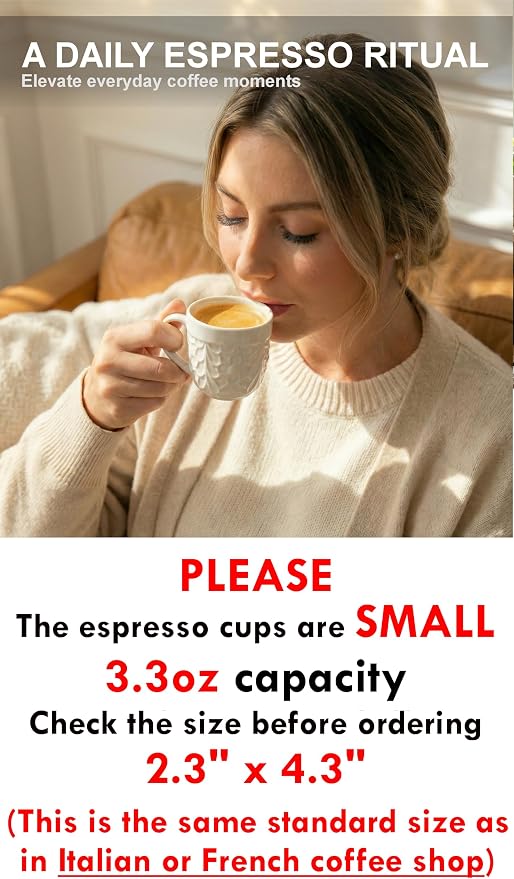 25DOL Small 3.3 Oz Ceramic Espresso Cups Set of 4 - Image 2