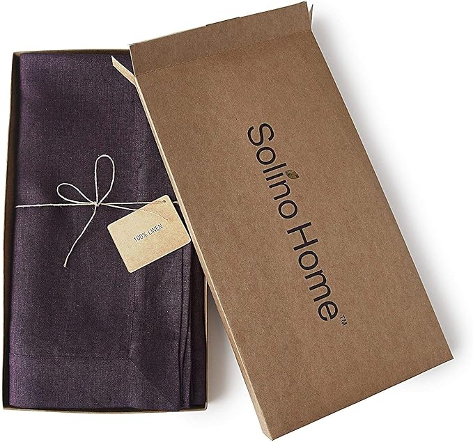 Solino Home Grape Linen Tablecloth 60 x 108 Inch - 100% Pure Linen Table Cloth for Rectangle Tables - Athena, Machine Washable Tablecloth for Winter, Valentines, Spring, Easter