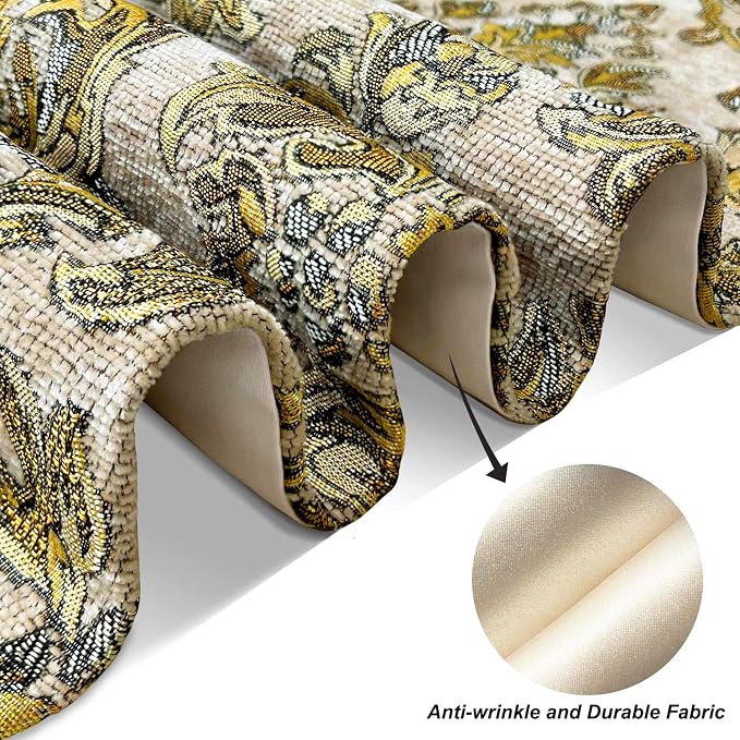 Vintage Table Runner European Jacquard Luxury Thick Chenille Beige 13x98 | - Image 6