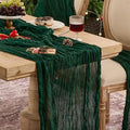 6 Pack Emerald Green Cheesecloth Table Runner Boho Christmas Decor | 120 Inch by Playieer