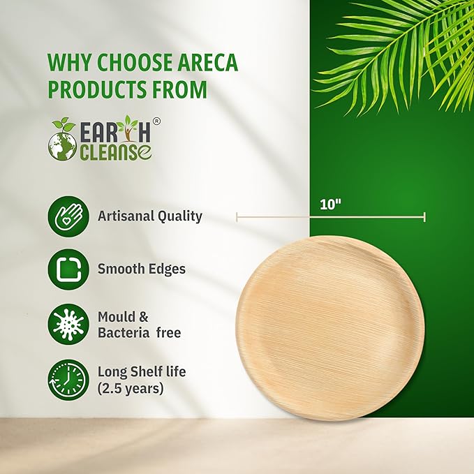 The Palm Dinnerware – Palm Plates 10 Inch Round (75 Pack) | Compostable & Biodegradable | Like Bamboo & Wooden Disposable Plates | Microwave & Oven Safe | Eco-Friendly Party Dinnerware