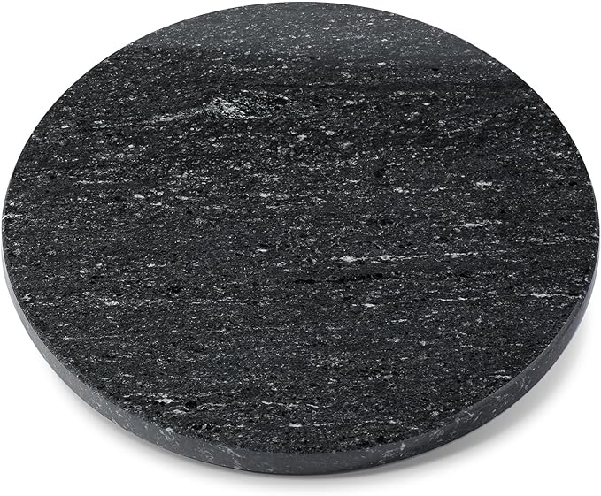 Koville 12'' Black Marble Lazy Susan Marble Turntable for Kitchen Dinning, Granite Lazy Susans Organizer for Cabinet, Serving Rotation Spinning Tabletop Organizer Swiveling, Spice Rack Storage