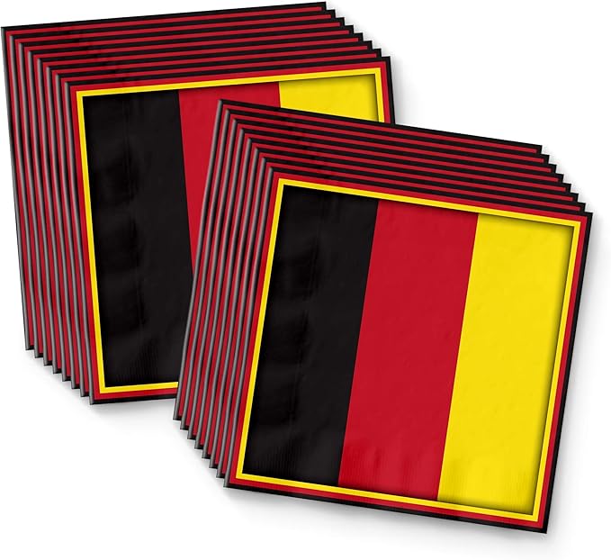 Germany German Flag Birthday Party Supplies Set Plates Napkins Cups Tableware Kit for 16