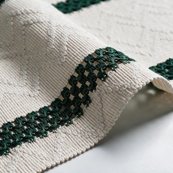 Artoid Mode Forest Green Stripe Woven Rustic Table Runner 12x36 Inch | Holiday - Image 6