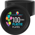Black Plastic Plates For Party 10" Black Disposable Plates Heavy Duty 100 Pcs Plastic Dinnerware Sets Heavy Duty 350 GSM Disposable Dinnerware Set