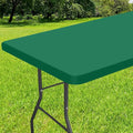 Smiry Rectangle Tablecloth, Elastic Fitted Flannel Backed Vinyl Tablecloths for 4ft Folding Tables, Waterproof Wipeable Table Covers for Indoor, Outdoor, Picnic and Camping (Emerald Green, 30"x48")