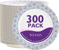 Disposable Paper Plates 8.5 Inch 300 Count | Soak Proof and Cut Resistant Heavy by PACKINNO